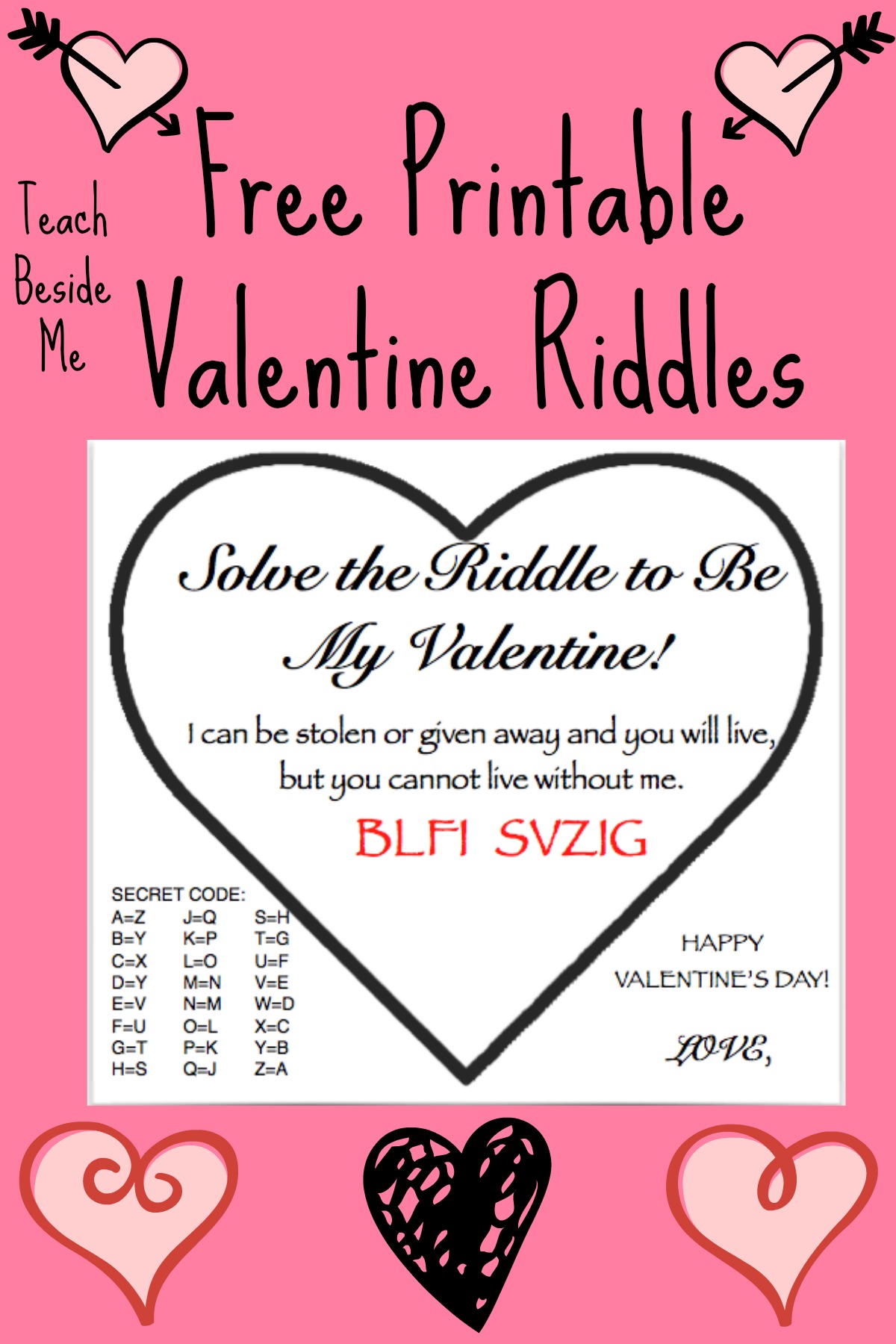Free Printable Valentine Riddle Cards Teach Beside Me
