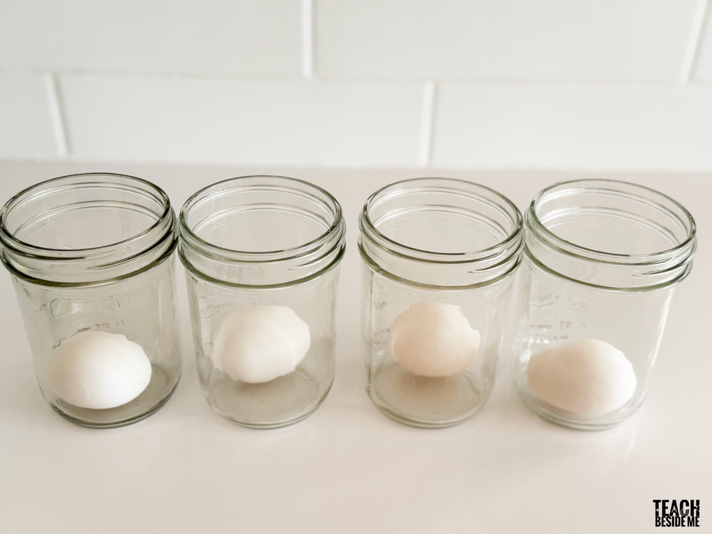 eggs in jars- rubber bouncy egg