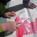 toothbrush painting with kids