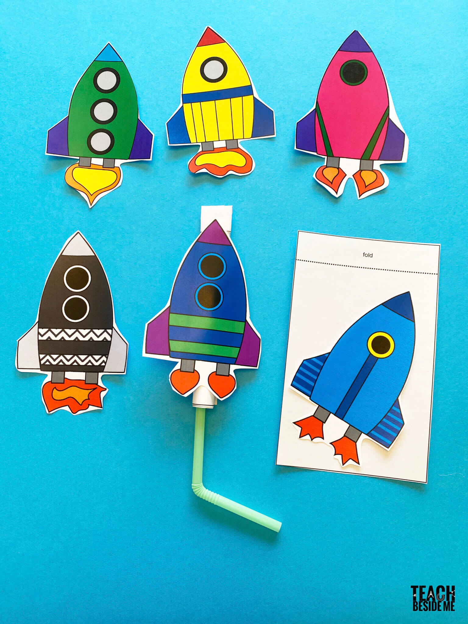 Straw Rocket with Printable Template Teach Beside Me