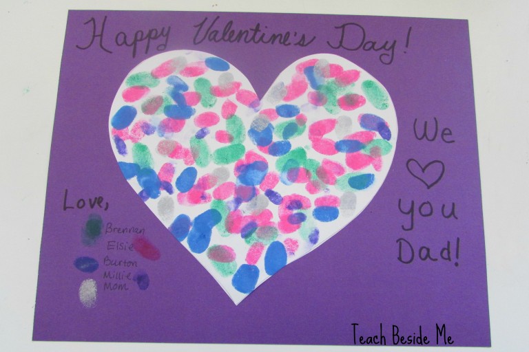 Fingerprint Heart Family Valentine Craft