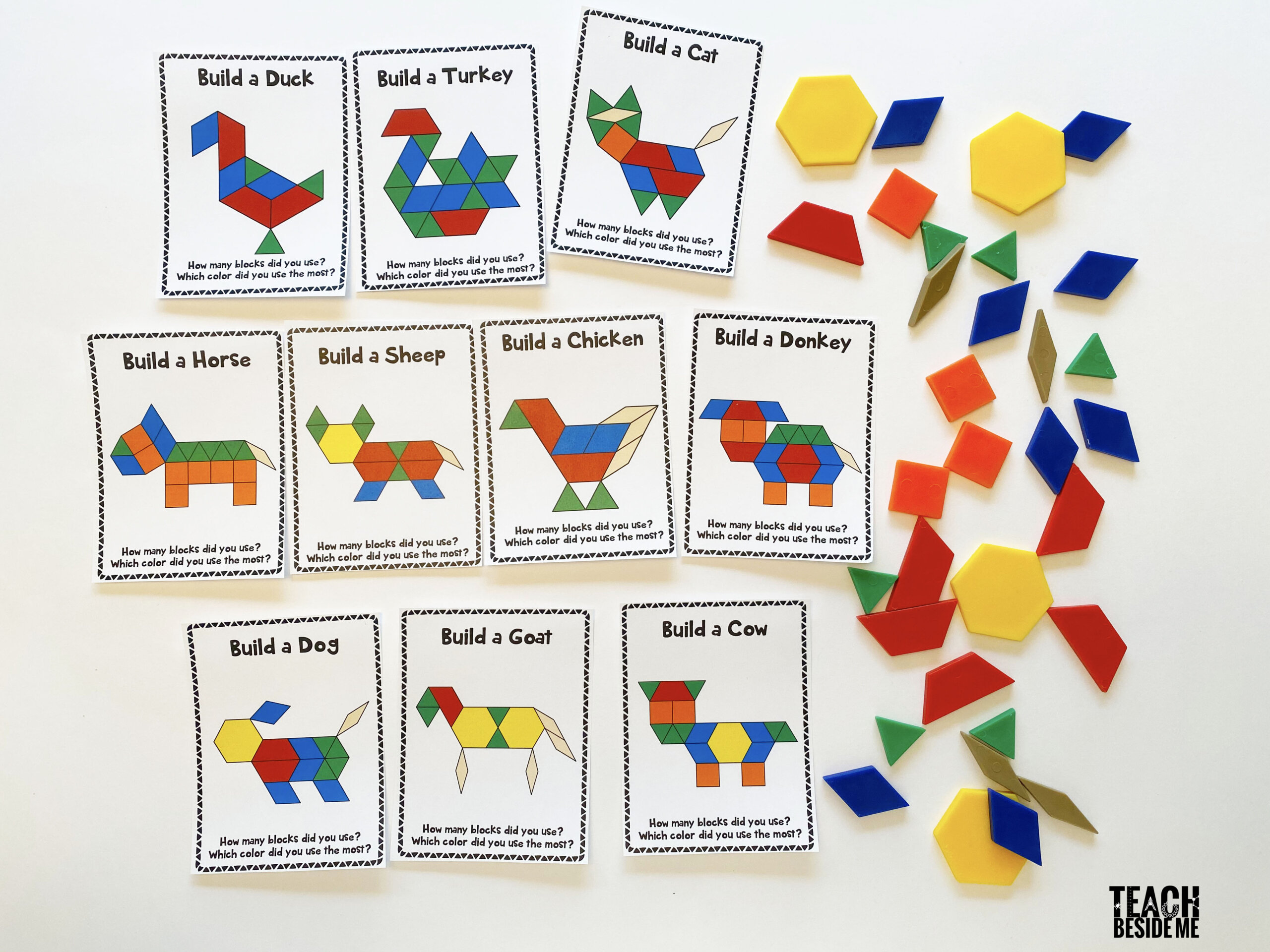 Farm Animal Pattern Block Cards - Teach Beside Me Throughout Blank Pattern Block Templates