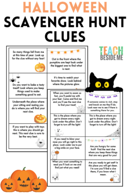 Free Printable Halloween Scavenger Hunt Clues - Teach Beside Me