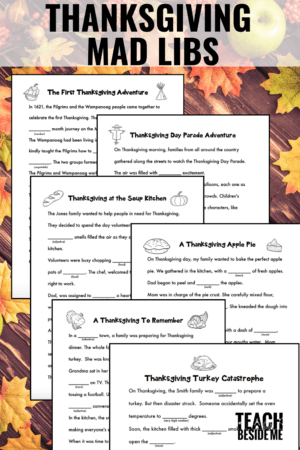 Thanksgiving Mad Libs Printable - Teach Beside Me