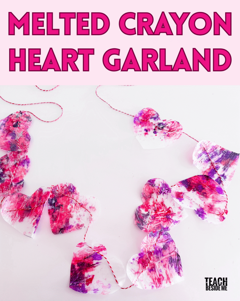 valentine craft melted crayon heart garland