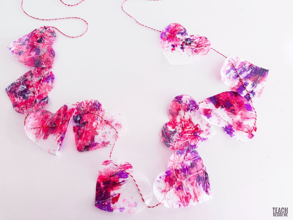 valentine craft melted crayon heart garland
