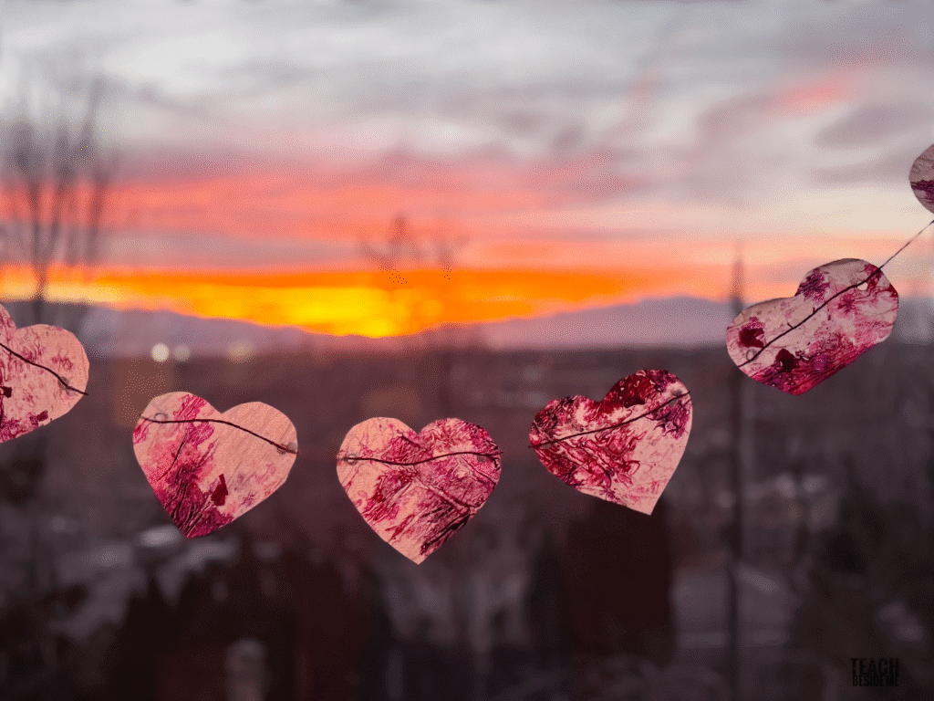 valentine garland heart melted crayons