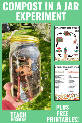 compost in a jar experiment plus printable list