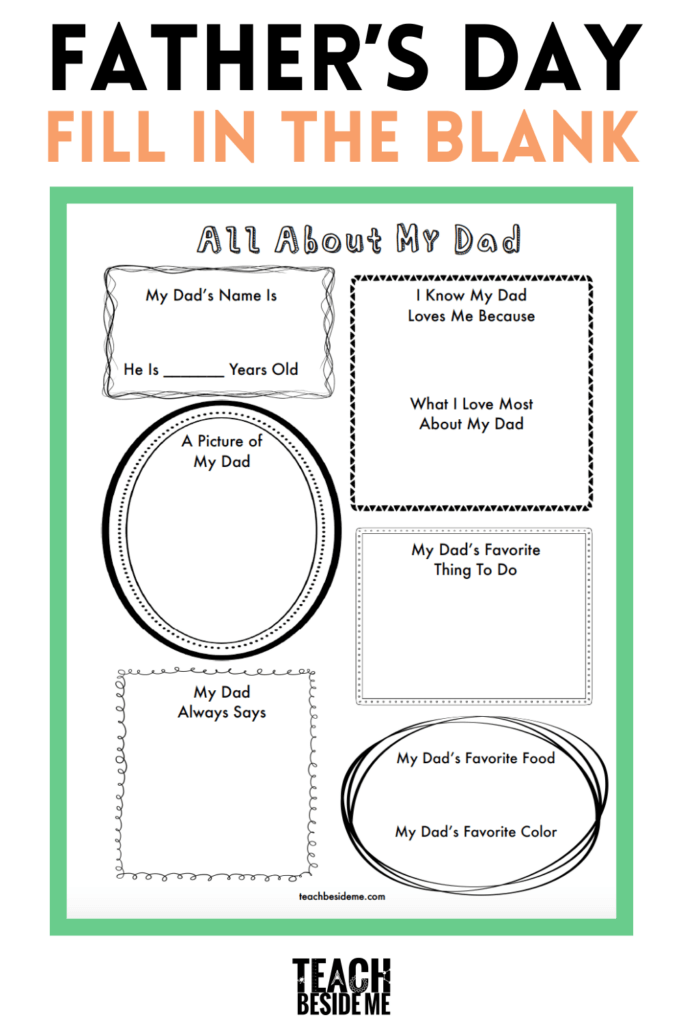 Fathers Day fill in the blank printable