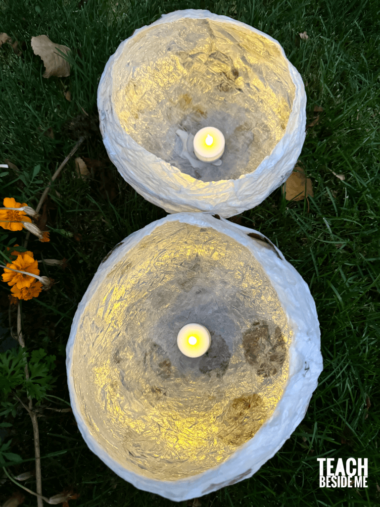 fall lanterns made of paper mache