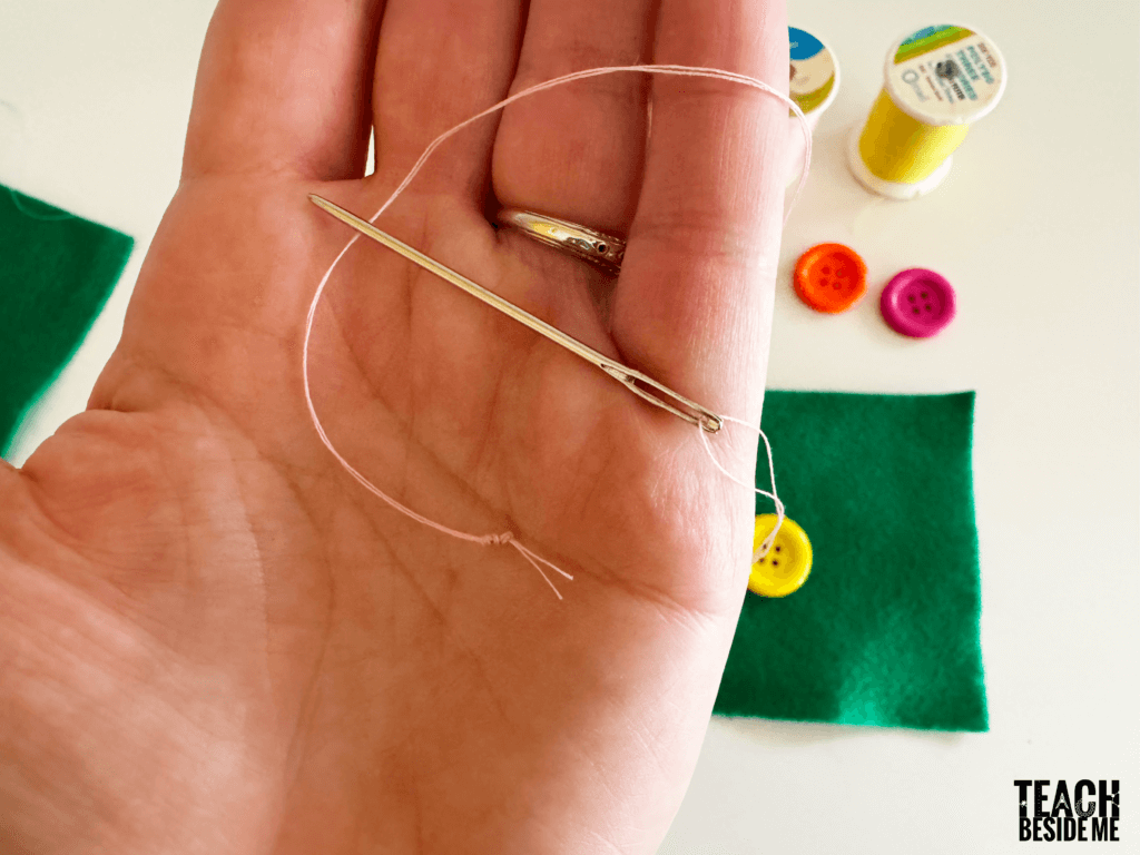 knot in the thread- sewing button