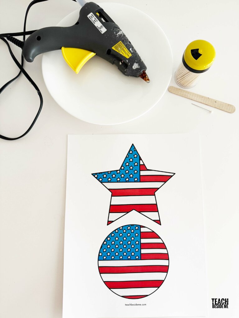 supplies for toothpick flag spinning top 4th of july craft