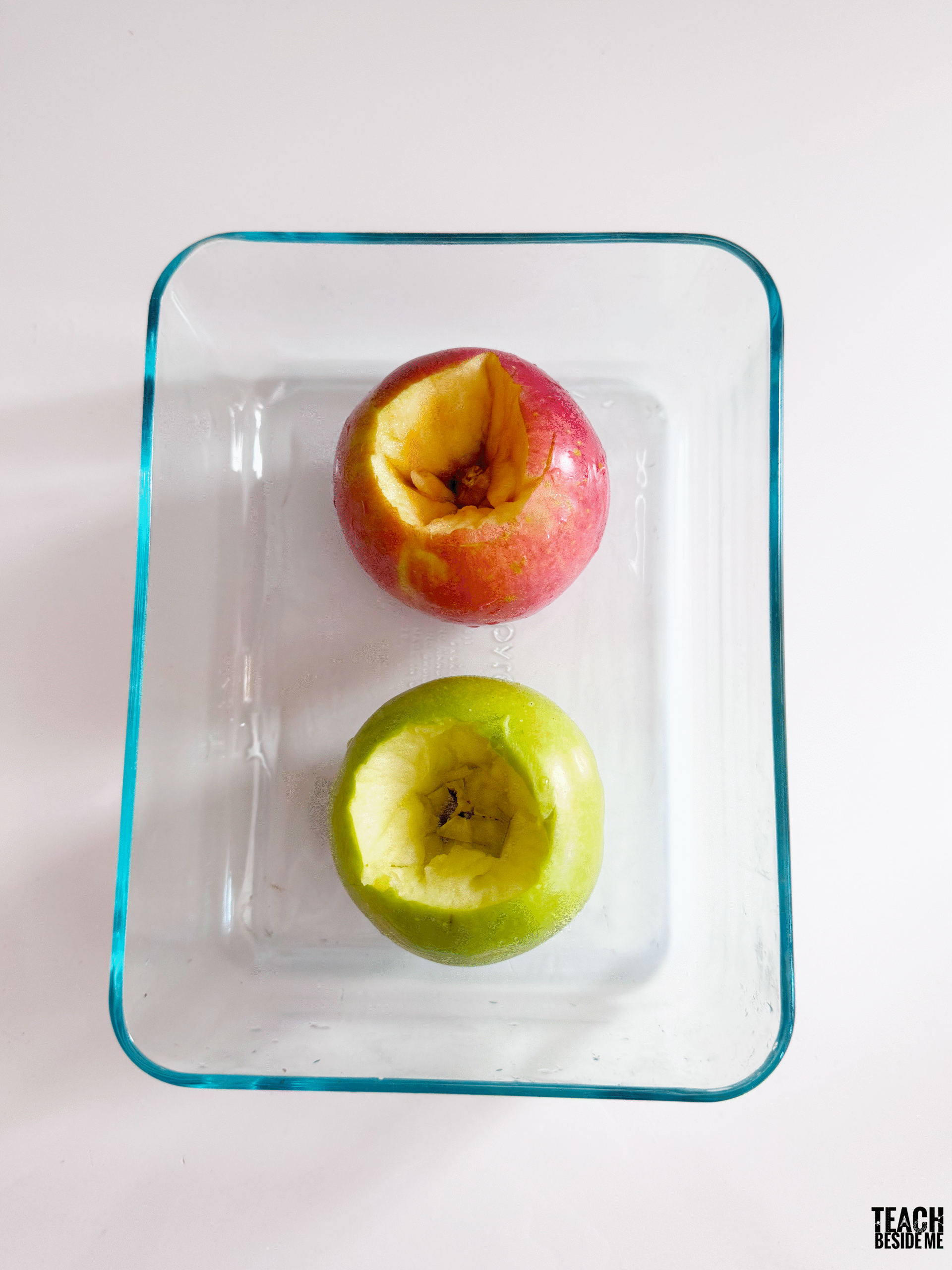 cored apples for volcano and baked apples