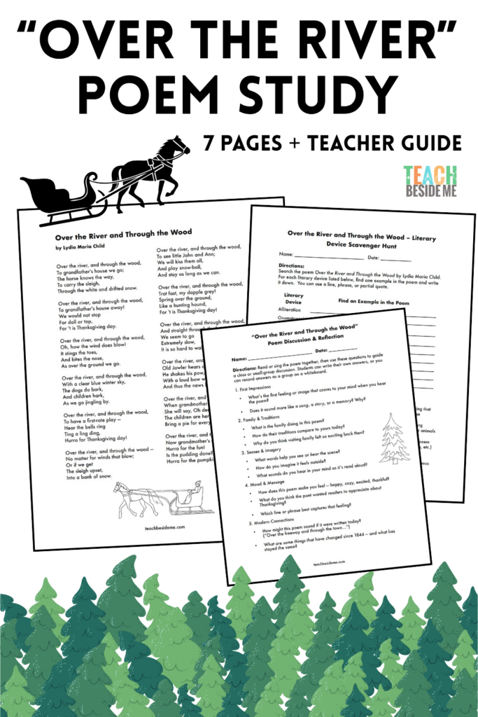 Over the River Poem Study printable pack