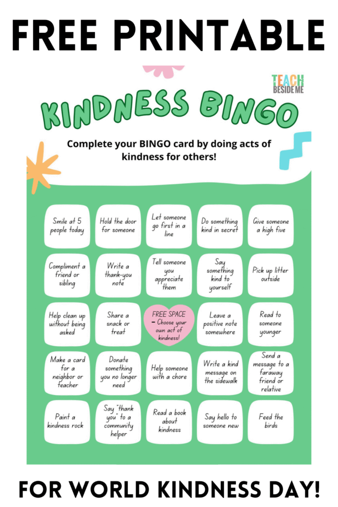 World Kindness Day Activities + Printable Kindness Bingo - Teach Beside Me