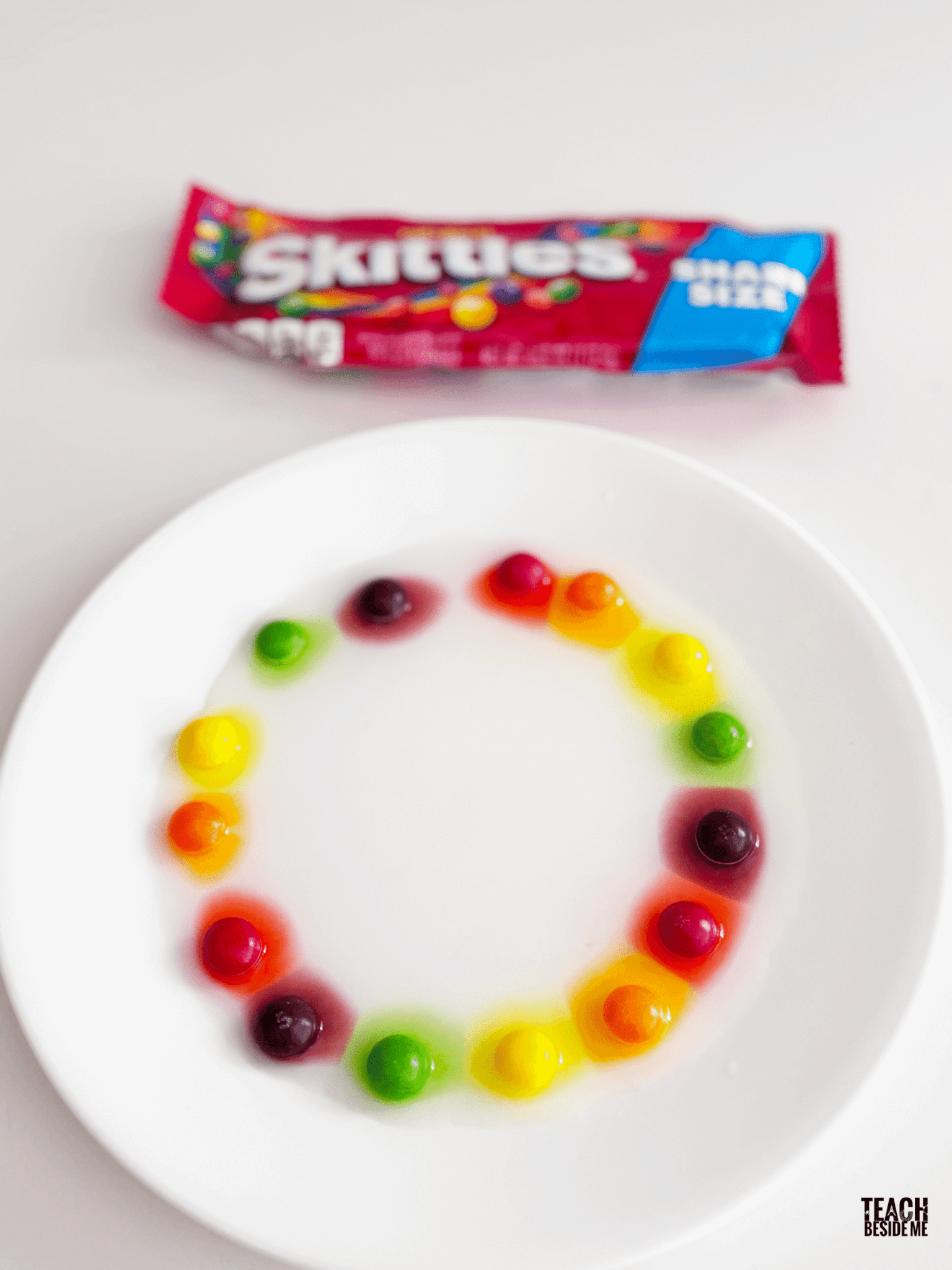 skittles and water. science experiment