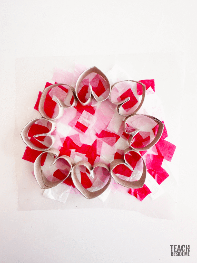 heart suncatcher craft with contact paper