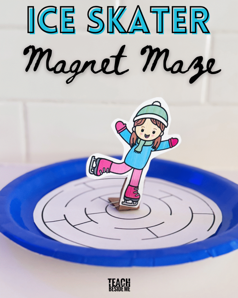 paper plate ice skater magnet maze