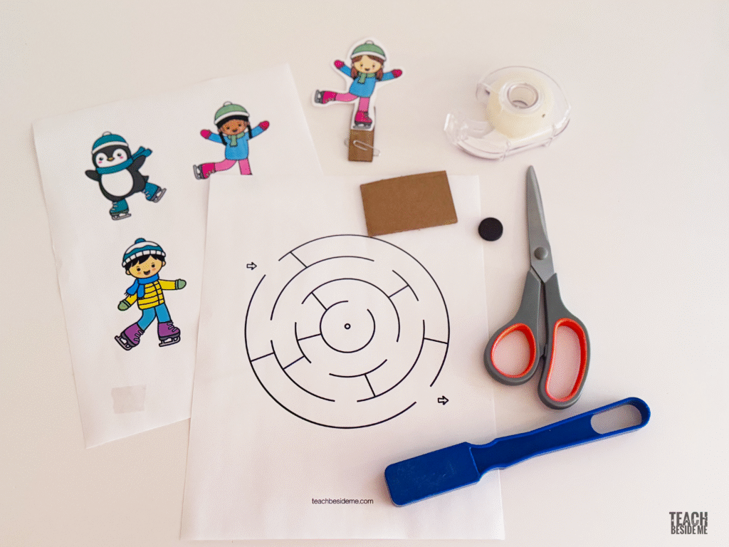paper plate ice skating craft supplies
