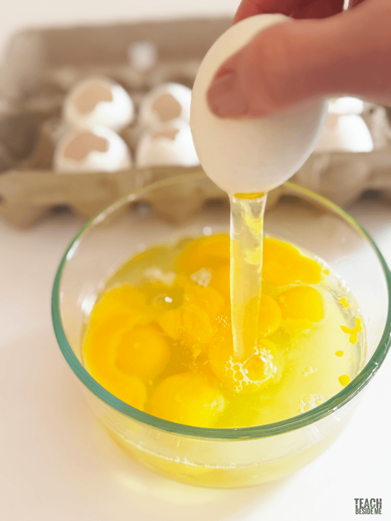egg volcano sceience experiment- emptying eggs