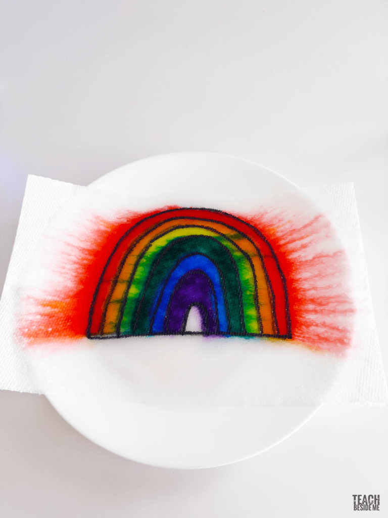 appearing rainbow magic paper towel experiment