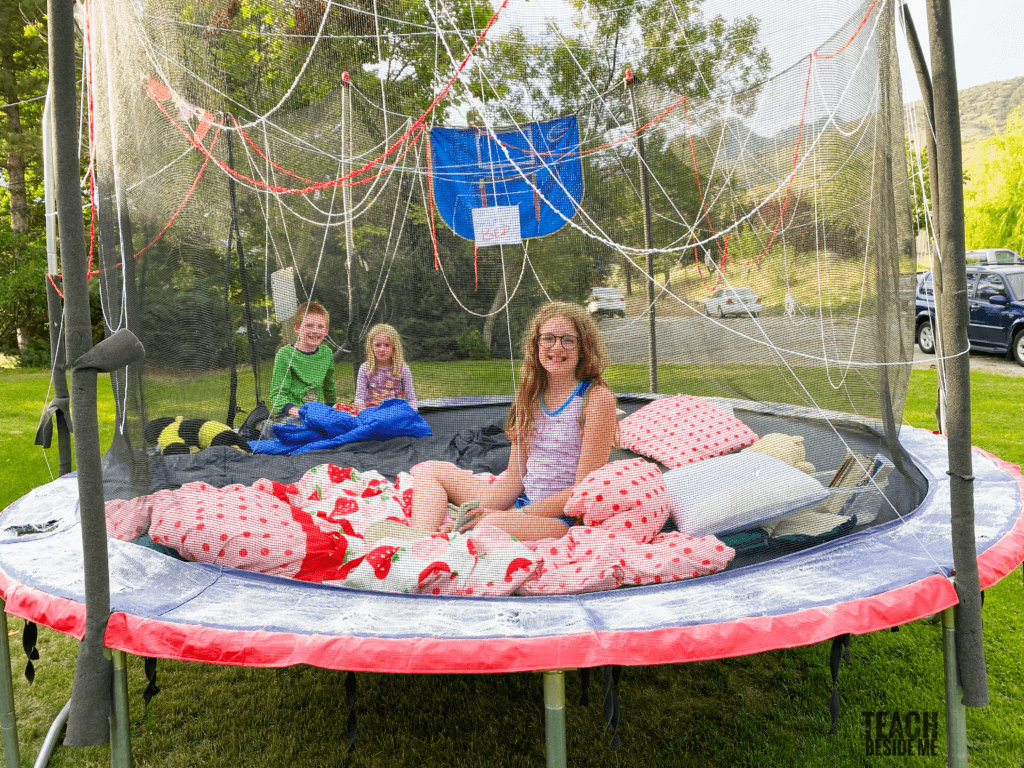 trampoline backyard camping