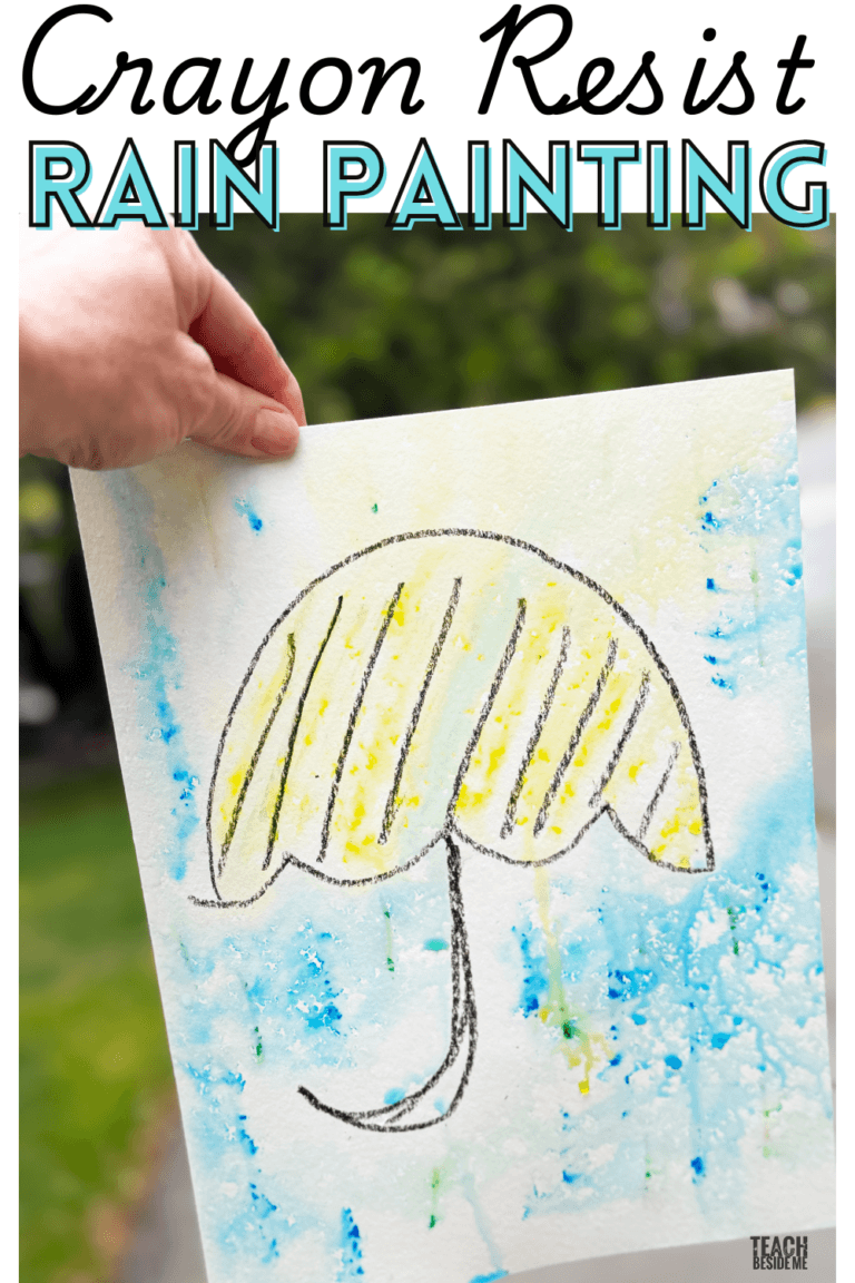 Crayon Resist Rain Painting spring craft for kids