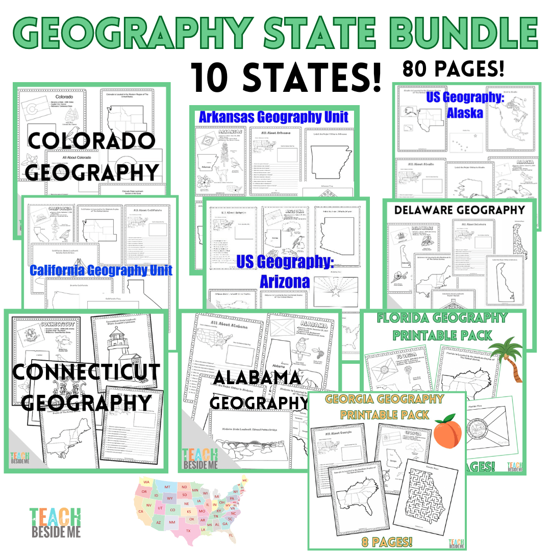 50 States Geography Bundle #1: Alabama–Georgia