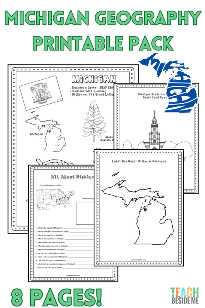 michigan geography printable for kids