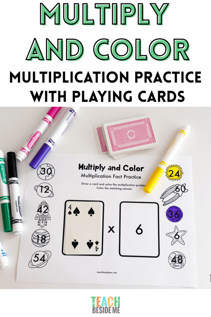 multiply and color math with playing cards