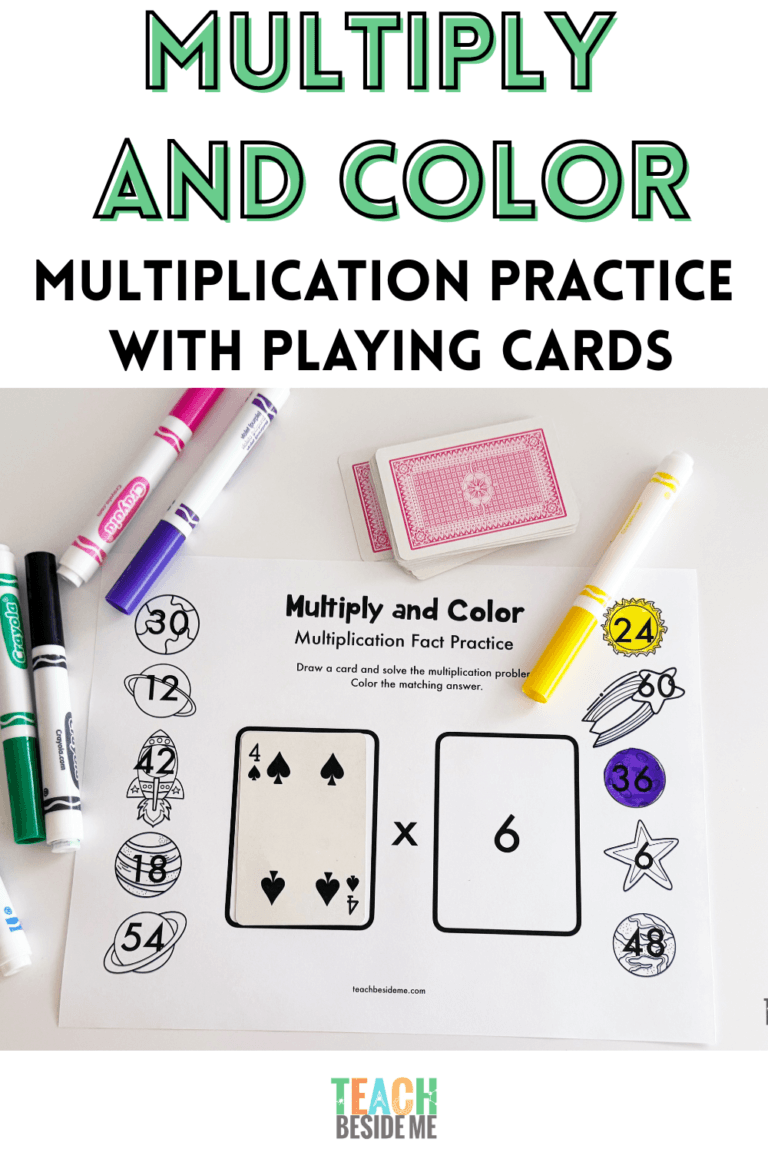 multiply and color math with playing cards