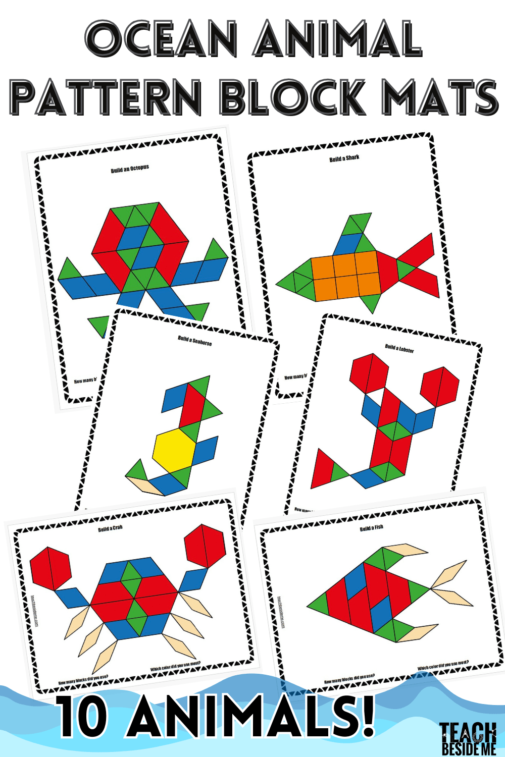 ocean animal pattern block mats printable