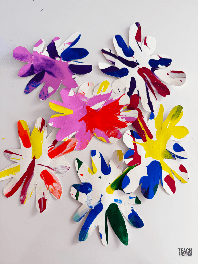 spin art flowers craft for kids
