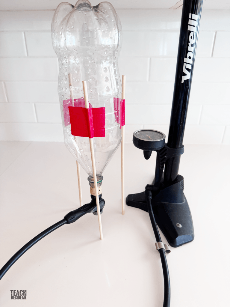 water bottle rocket set up