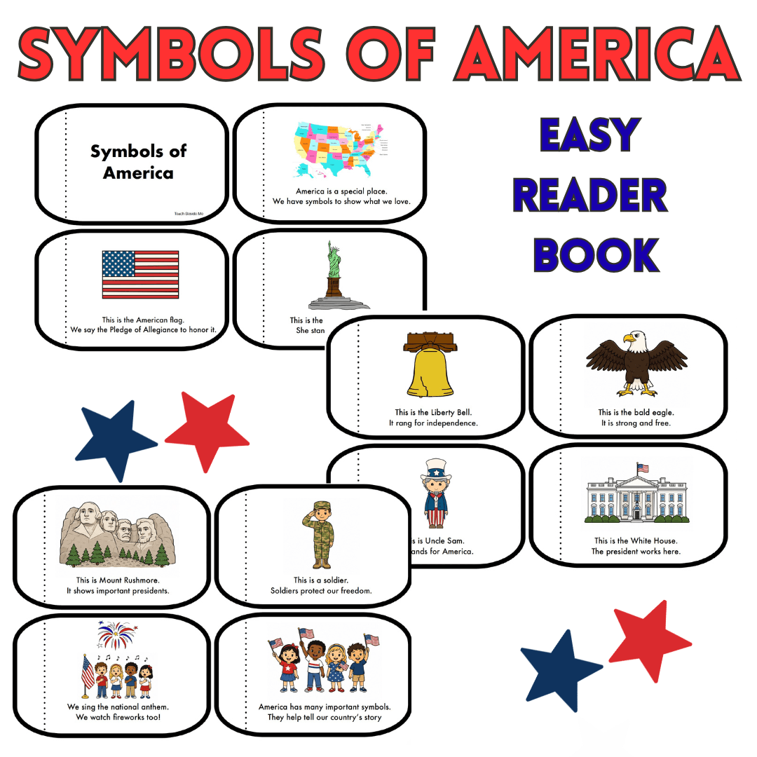symbols of America easy reader book square