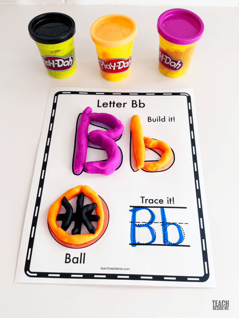 letter B preschool play dough mat
