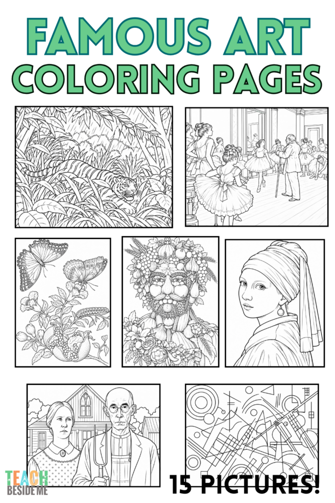 famous art coloring pages for kids