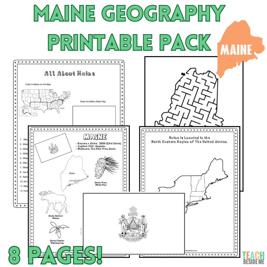 maine geography printable square