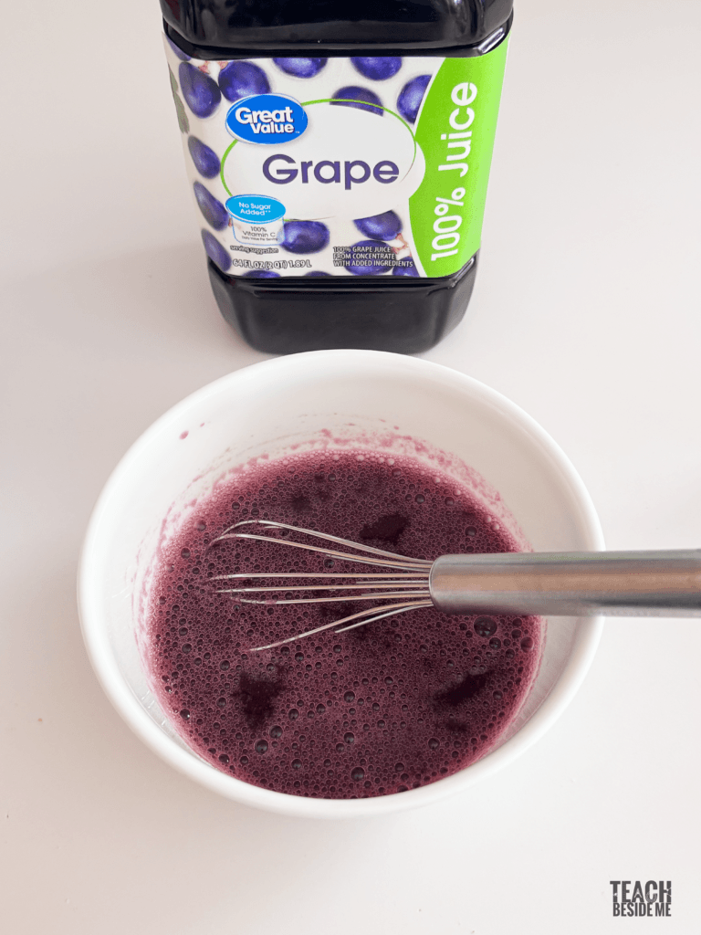 mixing juice and gelatin for homemade gummies