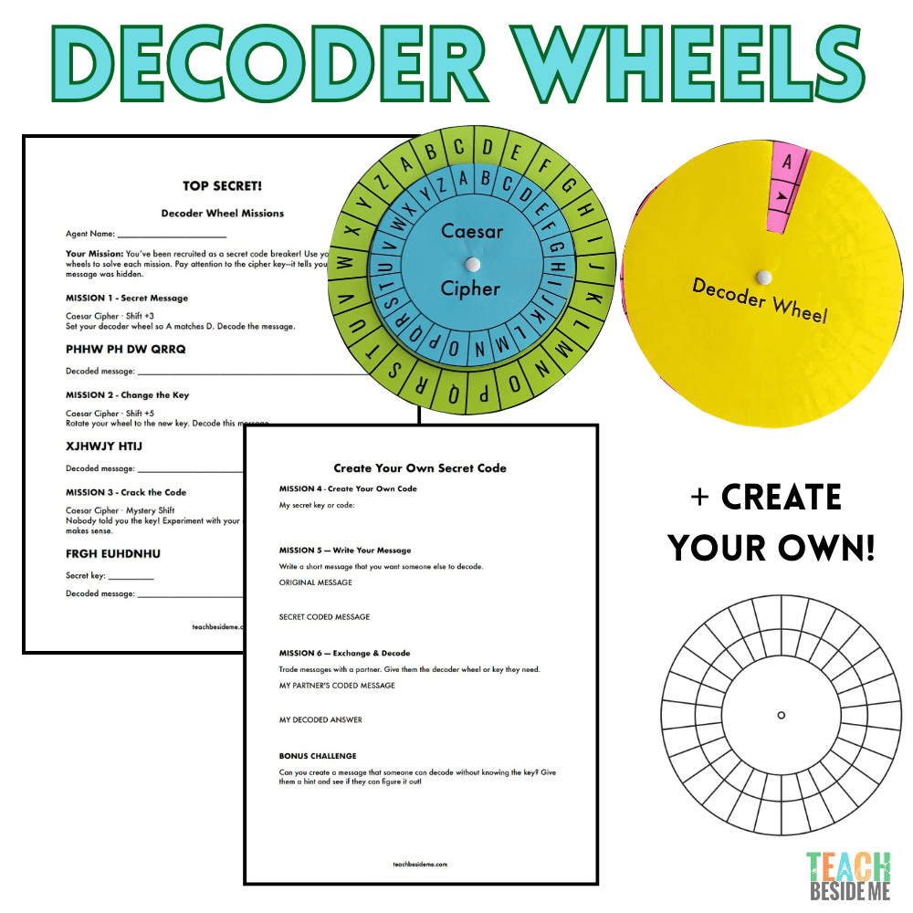 decoder wheels + activity worksheets