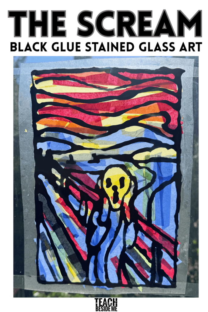 the scream art project for kids- stained glass