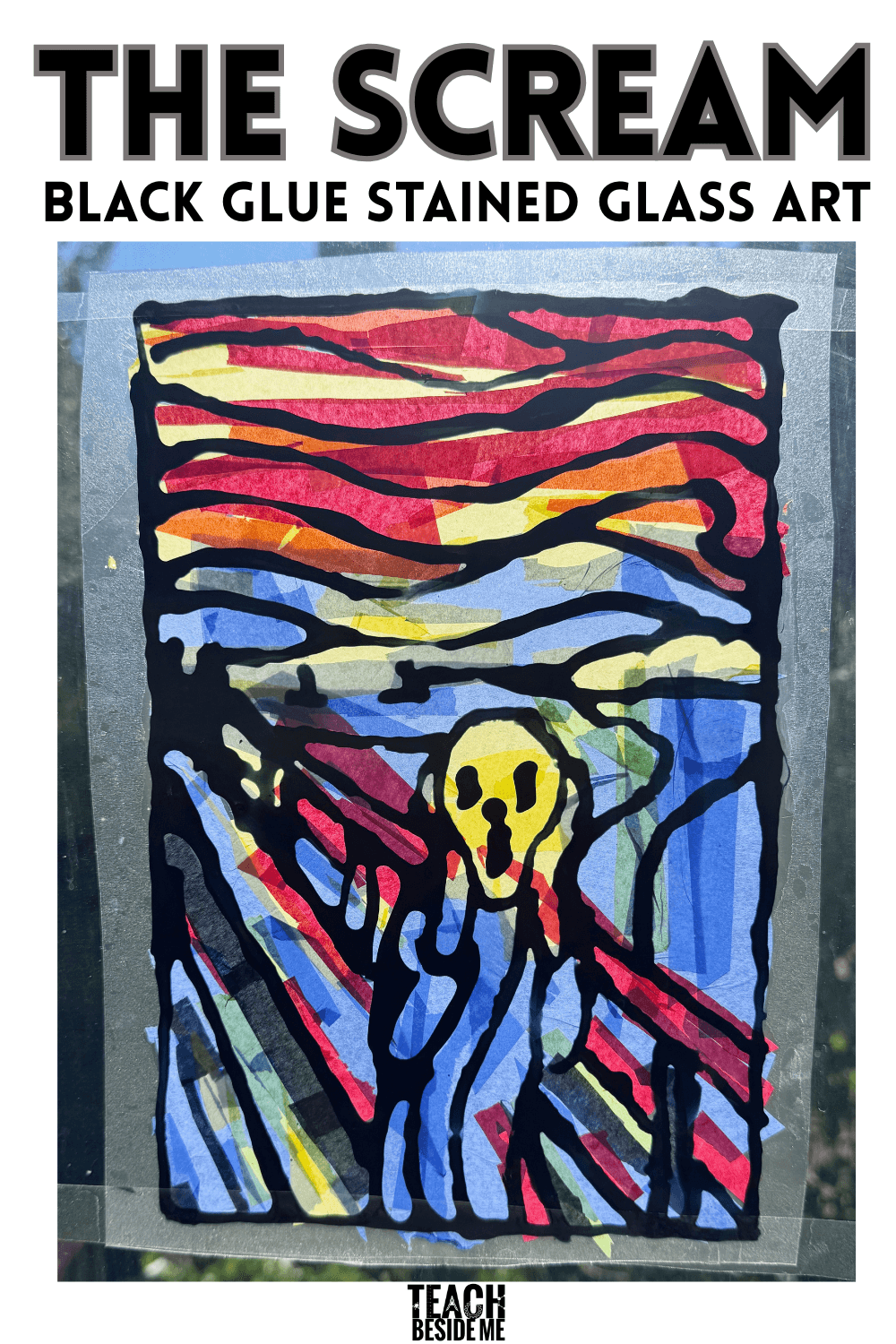 the scream art project for kids- stained glass