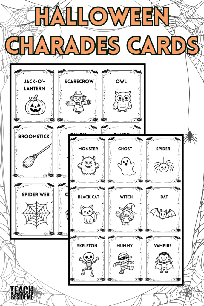 halloween charades word cards