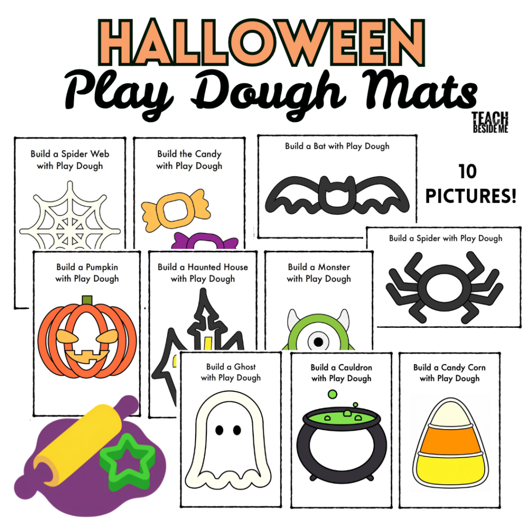 printable halloween play dough mats
