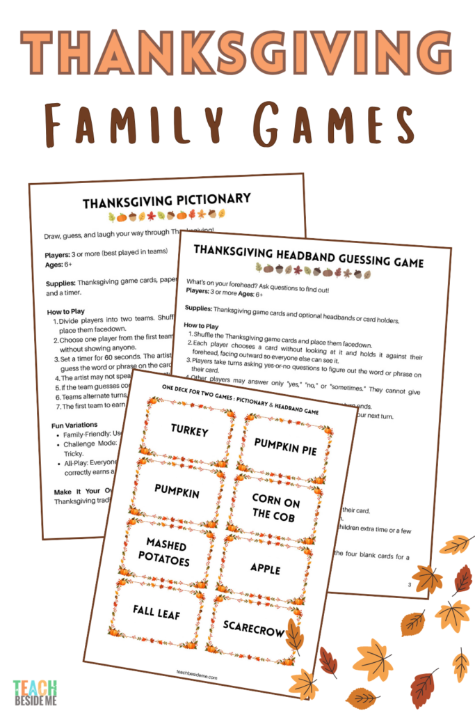 thanksgiving games Pictionary and headband