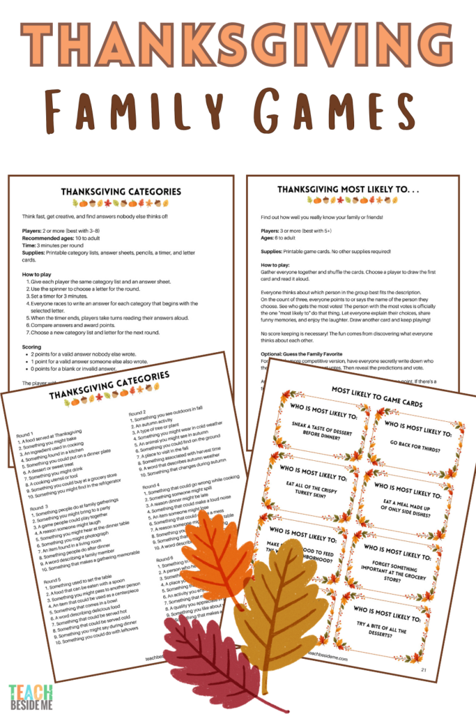 thanksgiving games categories and most likely to