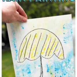 Crayon Resist Rain Painting spring craft for kids