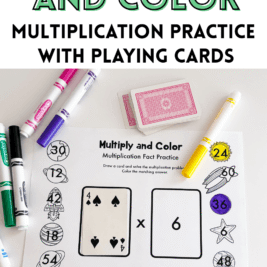 multiply and color math with playing cards